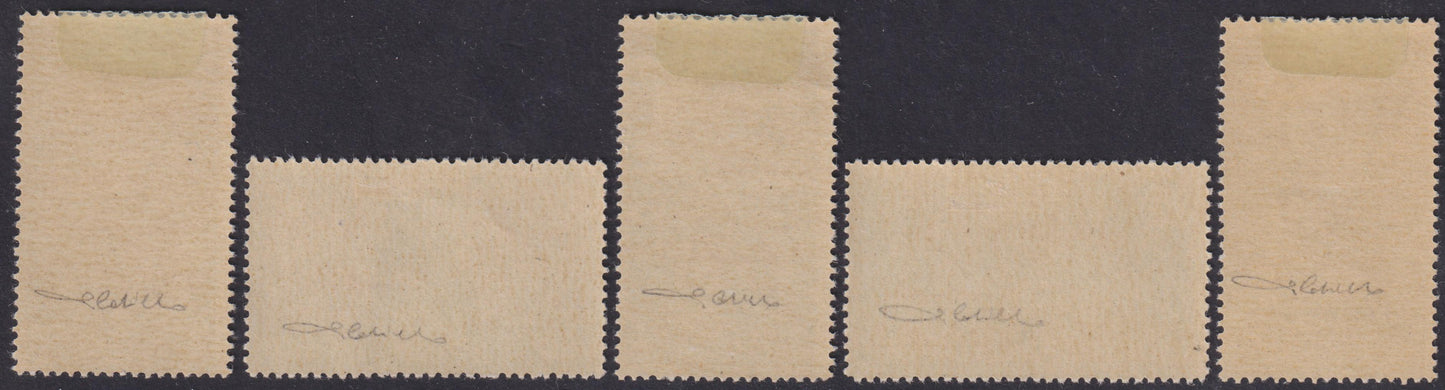 Corpo Polacco, soccorso di guerra serie competa dei cinque valori soprastampati in varie lingue nuovi (1/5)