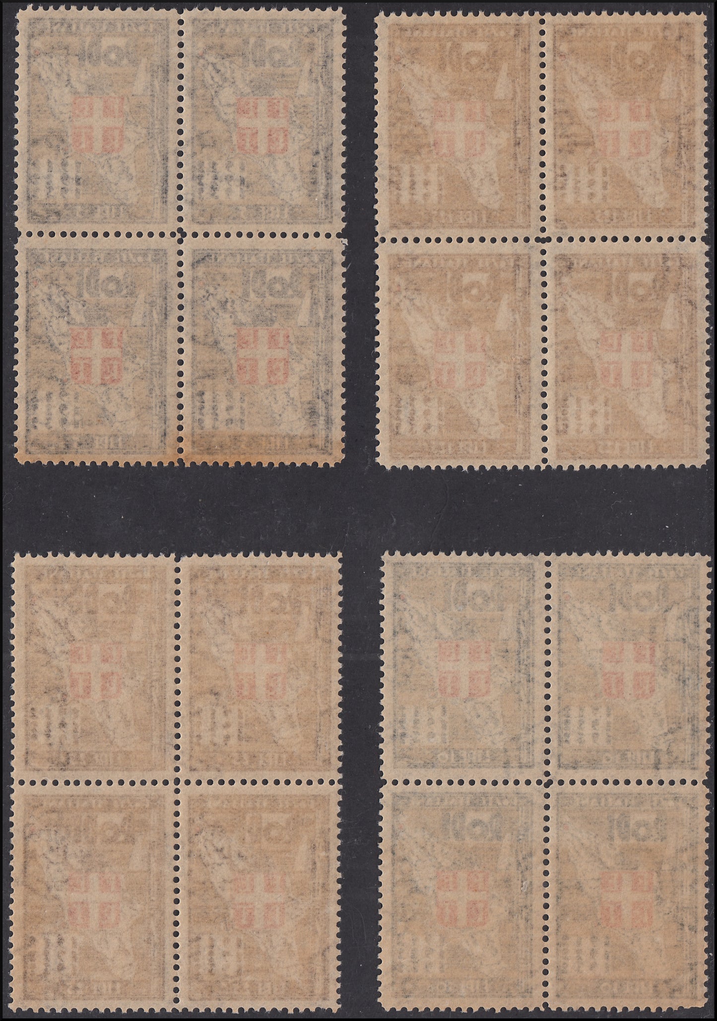 Egeo - Ventennale dell'occupazione e decennale della rivoluzione fascista, serie completa in quartine integre (65/74)