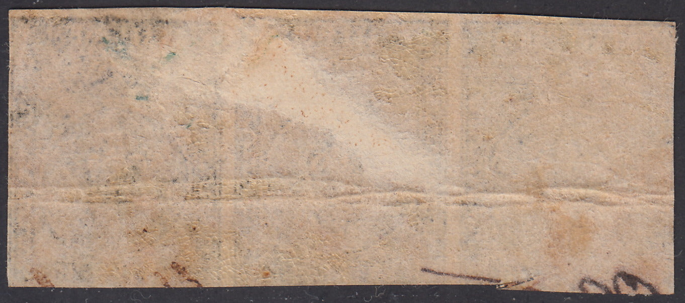 1852 - I emissione c. 10 bianco striscia orizzontale di tre esemplari usata (2)