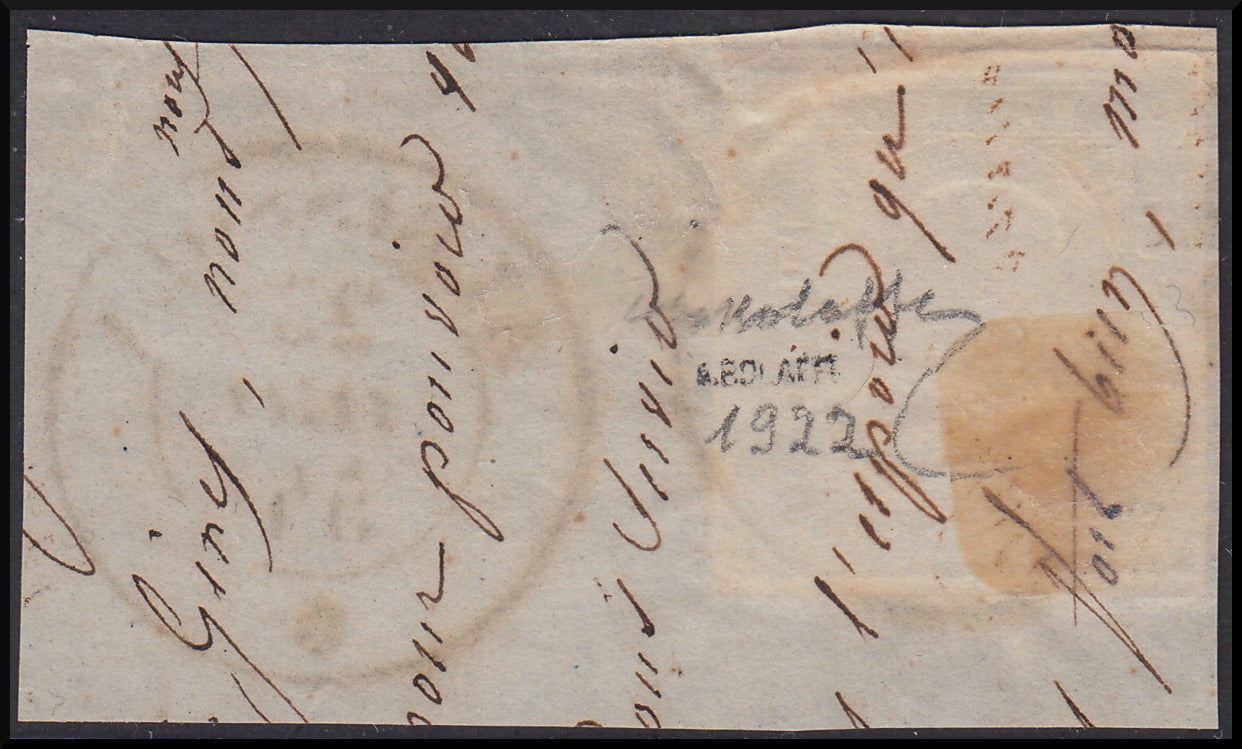 1854 - Regno di Sardegna III emissione, c. 20 celeste usato Albissola 23/8/54 (8a) annullo punti 5