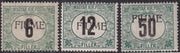 El288 - 1918 - Hungarian tax stamps, complete set of three new black and green "C" type watermark stamps with original rubber (C1/C3)