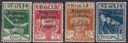 E1_295 - Legionari di Fiume soprastampati V E G L I A in caratteri grandi, serie completa di quattro valori nuovi con gomma originale (1/4)