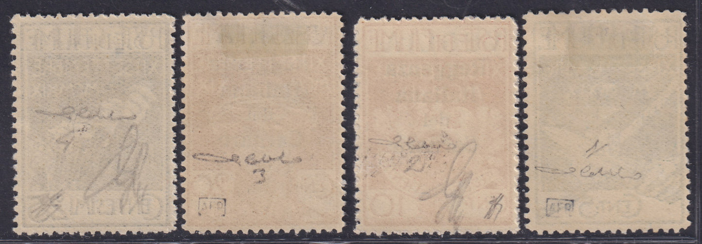 E1_295 - Legionari di Fiume soprastampati V E G L I A in caratteri grandi, serie completa di quattro valori nuovi con gomma originale (1/4)