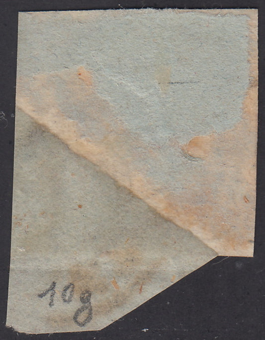 PV702 1861 - Lombardo Veneto GIornali tipo della III emissione s. 1,05 grigio nero usato su piccolo frammento (10g)