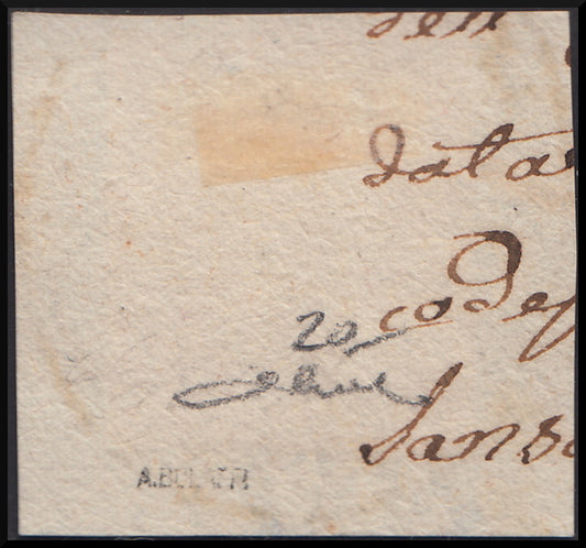 PPP17 - 1852 - Duchy of Modena issue without dot after the figure c.10 bright pink used on fragment (2a)