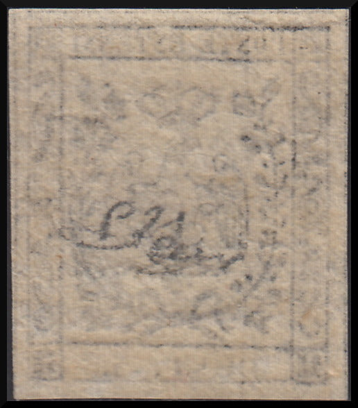 PPP37 - 1852 - Ducato di Modena prova del c. 5 su carta bianca e filigrana "A" nuovo con gomma (P21)