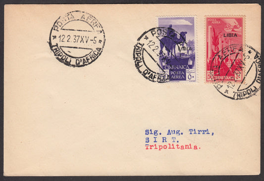 1926 - 1st air postal service Turin - Trieste 1/4/26 with Franciscan c. 60 carmine + P.Aerea c. 60 gray (195 + A3) 