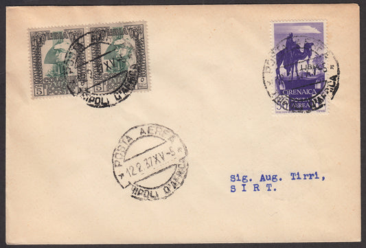 1926 - 1st air postal service Turin - Trieste 1/4/26 with Franciscan c. 60 carmine + P.Aerea c. 60 gray (195 + A3) 