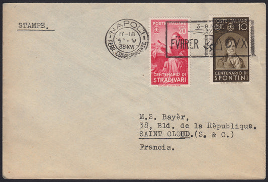 1926 - 1st air postal service Turin - Trieste 1/4/26 with Franciscan c. 60 carmine + P.Aerea c. 60 gray (195 + A3) 