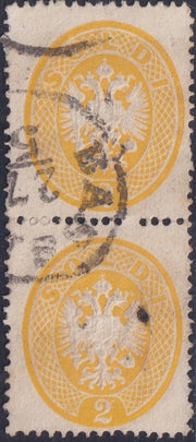 A2_19 - 1863 - Lombardo Veneto, IV emissione, 2 soldi giallo coppia verticale usata (36)