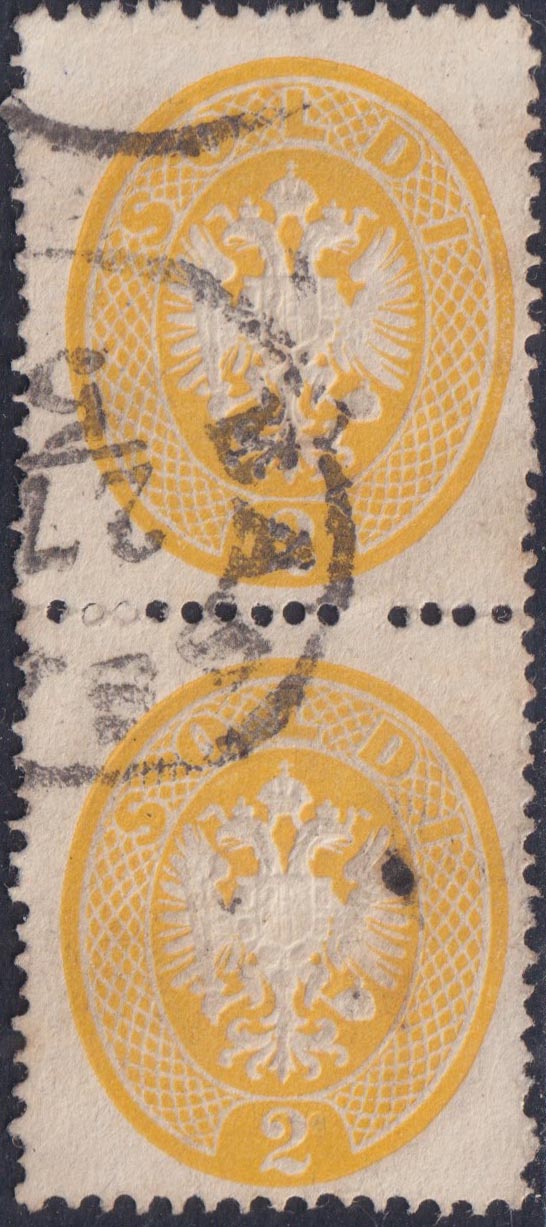 A2_19 - 1863 - Lombardo Veneto, IV emissione, 2 soldi giallo coppia verticale usata (36)