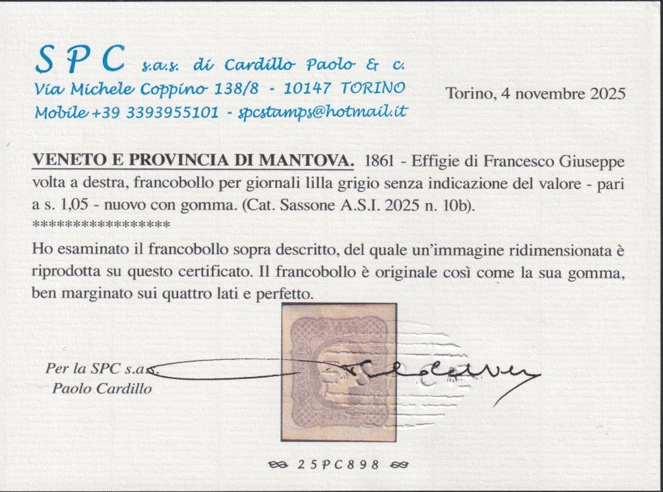 1859 - 1 brown olive grain II table paper of Naples new with original gum (4b) 