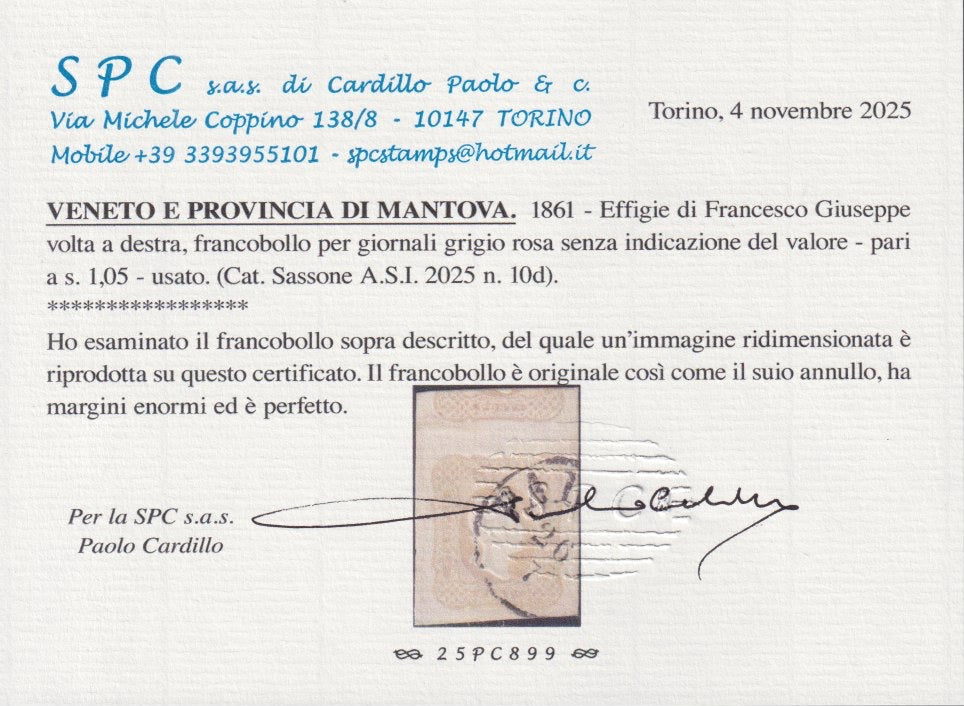 1859 - 1 brown olive grain II table paper of Naples new with original gum (4b) 