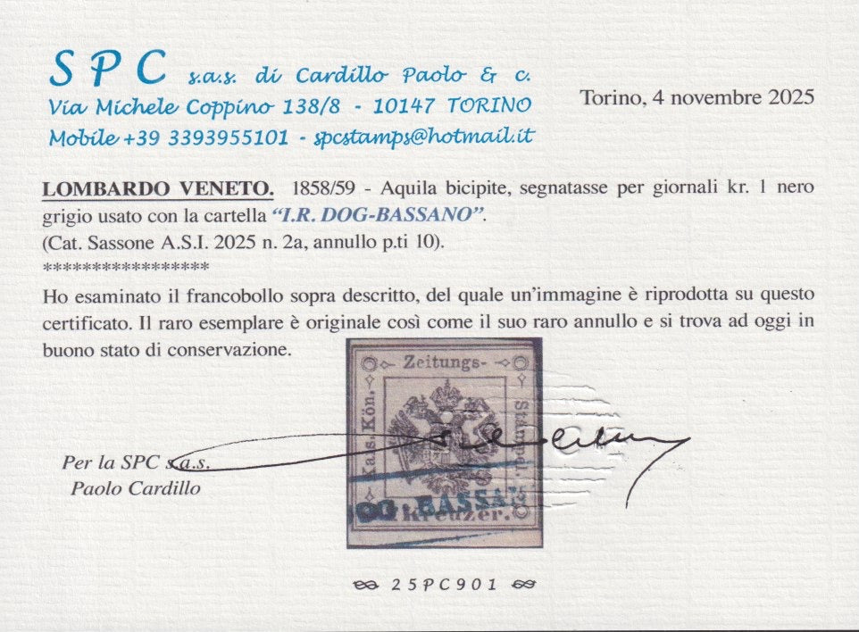 1859 - 1 brown olive grain II table paper of Naples new with original gum (4b) 