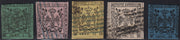 PV60_447 - 1852 - Aquila Estense, emissione senza punto dopo la cifra, serie di cinque valori (senza il celeste) usata (1/4 + 6)