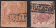 PV60_497 -1858 - Stemma delle due Sicilie, 2 grana I tavola nelle gradazioni di colore rosa chiaro e rosa lillaceo usati