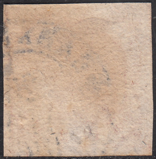 PV60_501 - 1858 - Stemma delle due Sicilie, 2 grana carmini cupo I tavola usato con annullo borbonico a cerchio "Barletta 20 APR 1861" (5g)