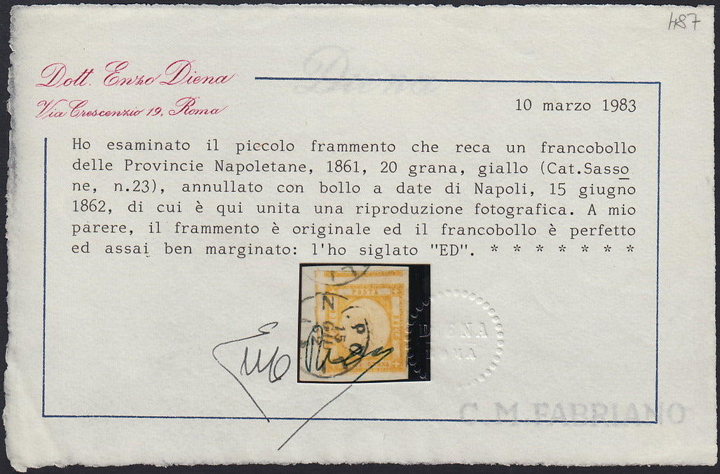 1859 - 1 brown olive grain II table paper of Naples new with original gum (4b) 