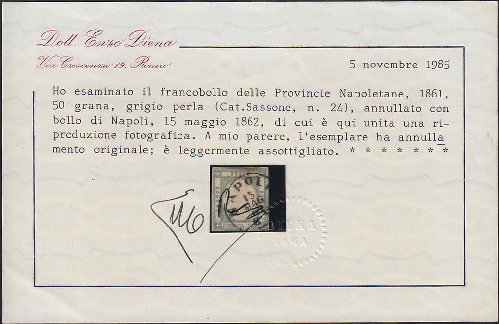 1859 - 1 brown olive grain II table paper of Naples new with original gum (4b) 