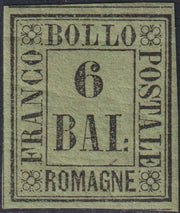 A2_82 - Governo Provvisorio delle Romagne 6 baj verde giallo nuovo con gomma originale (7)