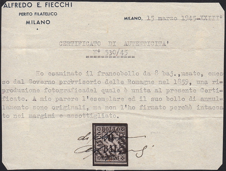 A2_84 - Governo Provvisorio delle Romagne, 8 baj rosa usato con annullo originale (8)