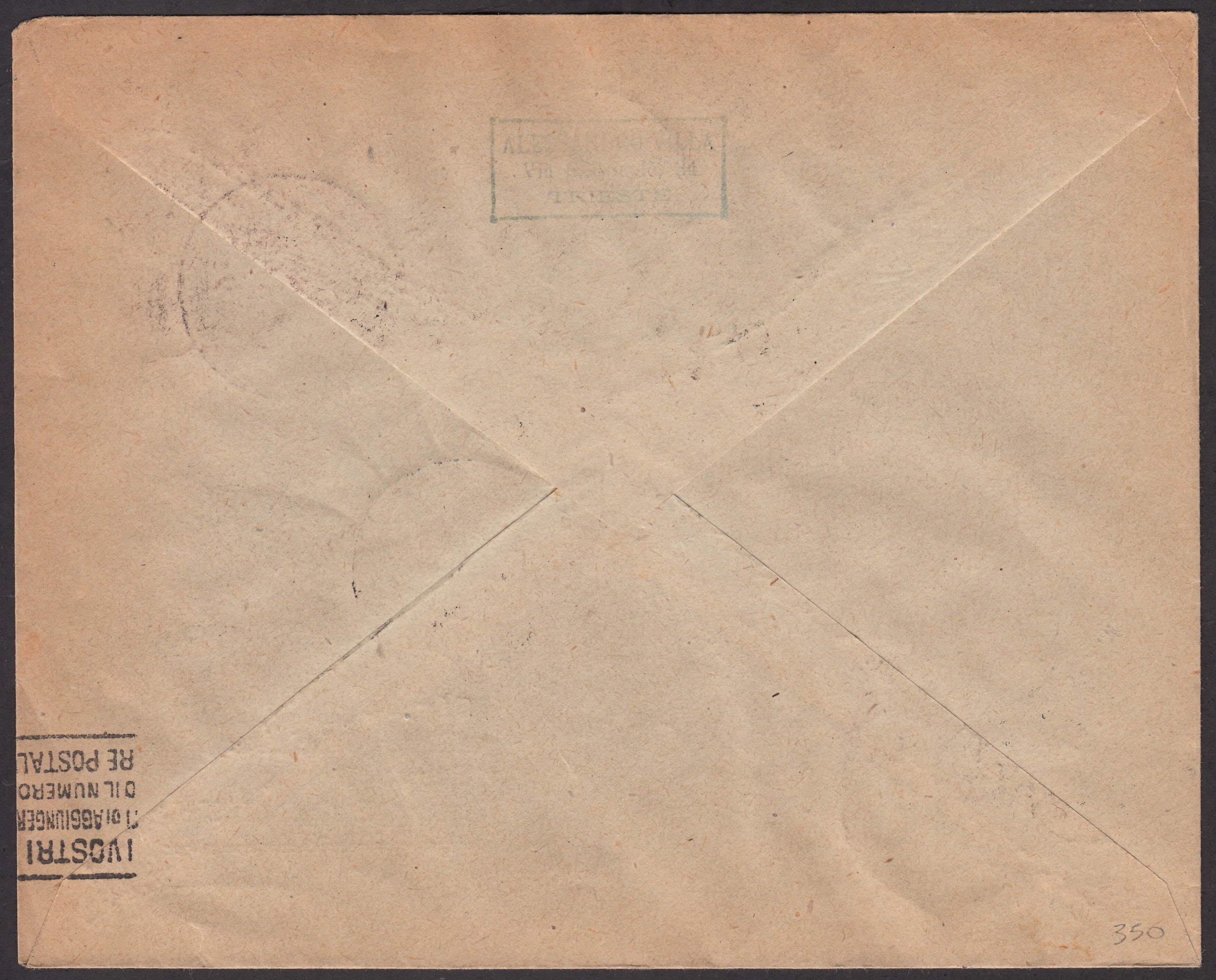 PA56 -1926 - 1° Servizio Postale Aereo Trieste - Torino, tappa Trieste - Torino 1/4/1926 -  (55) (Fermo Posta)