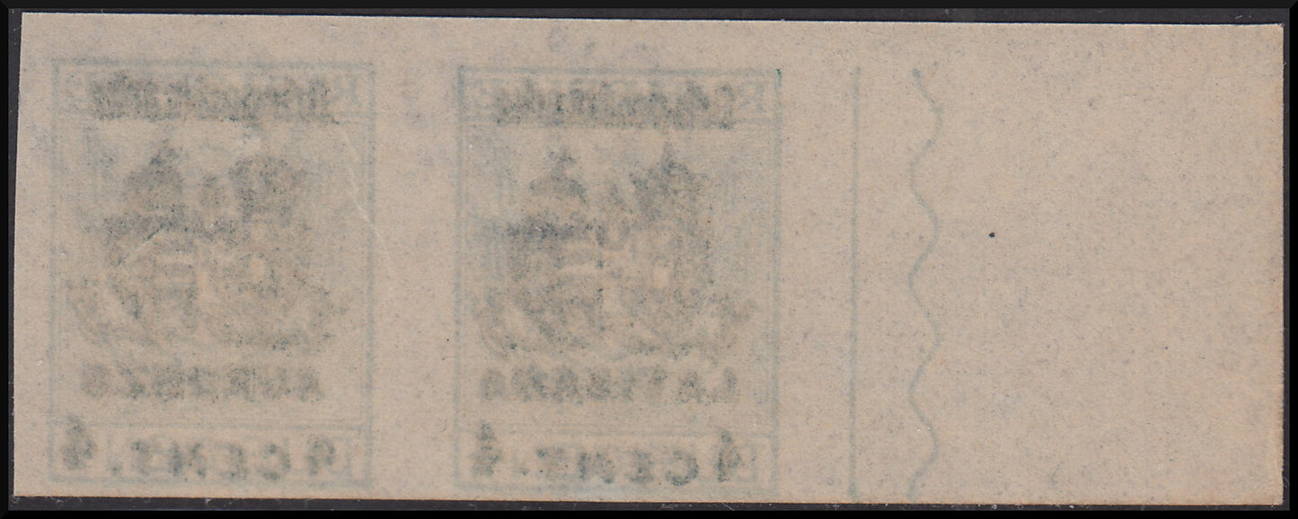 1918 - Austrian occupation of Friuli and Veneto, Authorized Delivery stamps c.4 on c.2 green horizontal pair with different locations (8, 24) 