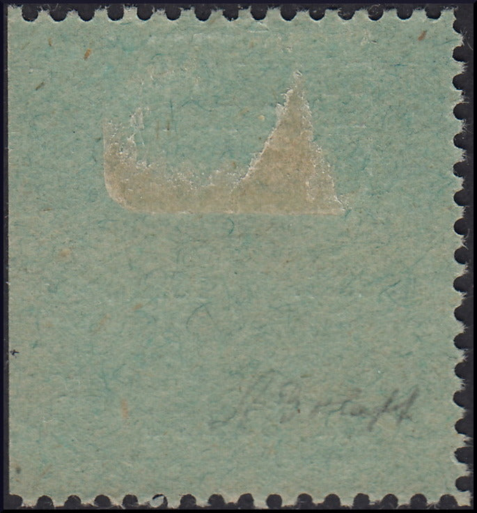 1918 - Town Hall of Udine, 5 cents black on blue-green paper, not perforated on the right, new with gum (1)
