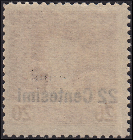 A07 - 1918 -  Occupazione Austriaca del Friuli e del Veneto, francobolli di Austria soprastampati, c.22 su 20 bruno dentellatura 11 1/2 invece che 12 1/2, nuovo con gomma integra (9aa)