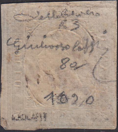 BA21_124 - 1854 - III emissione c. 20 celeste usato con grafico DA BAIRO unico noto, punti R3 (8a)