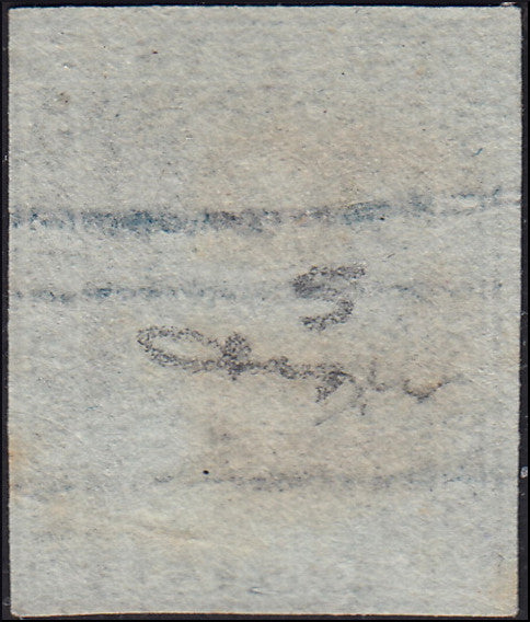BA21-183 -  1851 Leone di Marzocco, 2 crazie azzurro chiaro su carta grigia e filigrana corona, usato (5)