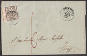 BA23-170 1852 - Letter sent from Rome to Florence franked with 5 light pink baj (6).