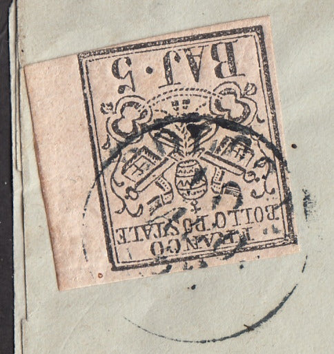 BA23-170 1852 - Letter sent from Rome to Florence franked with 5 light pink baj (6).