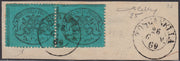 BA23-19 - 1868 - Papal State III issue c. 5 light blue horizontal pair on used fragment Toscanella 26/1/69 (25)