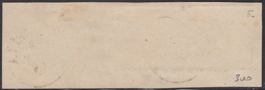BA23-19 - 1868 - Papal State III issue c. 5 light blue horizontal pair on used fragment Toscanella 26/1/69 (25)