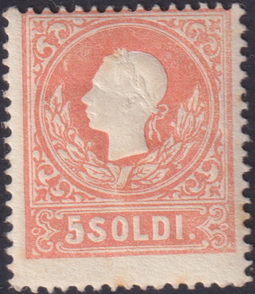 BA23-24 - 1858 - Lombardo Veneto II emissione, s. 5 rosso I tipo nuovo con gomma originale (25)