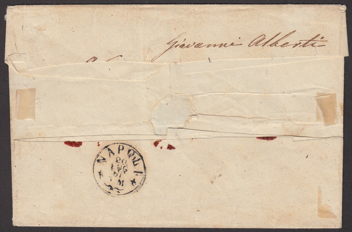 BA23_83 - 1861 - Lettera spedita da Foggia per Napoli 18/7/61 affrancata c. 20 grana giallo isolato, raro! (23a).