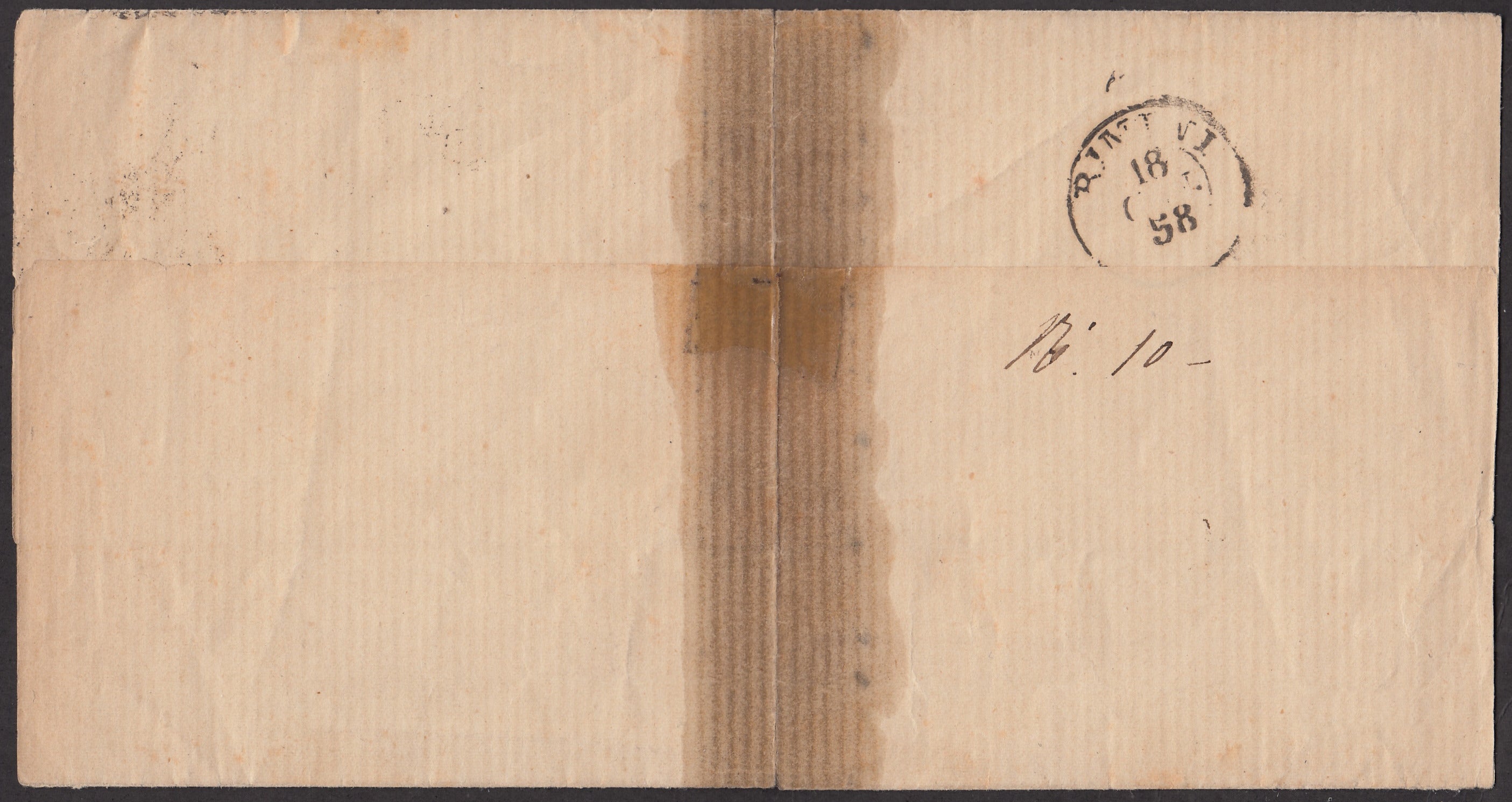 BA23-152 1856 - Letter sent from Forlì to Pesaro 13/8/56 franked with 4 light brown baj (5).