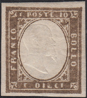 BA25_222 - 1861 - IV emissione c. 10 bruno grigio olivastro I tavola nuovo con gomma (14Cg)