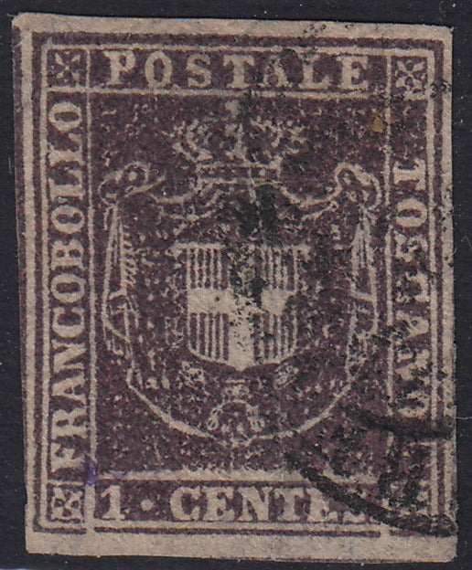 PPP449 - 1851 Leone di Marzocco, 2 light blue crazie on gray paper and crown watermark, used (5d)