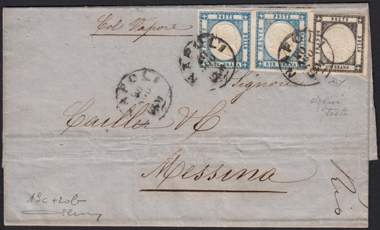 1861 - 1 black grain, copy with triple effigy, new with original rubber (19 AD). Cardillo certificate.