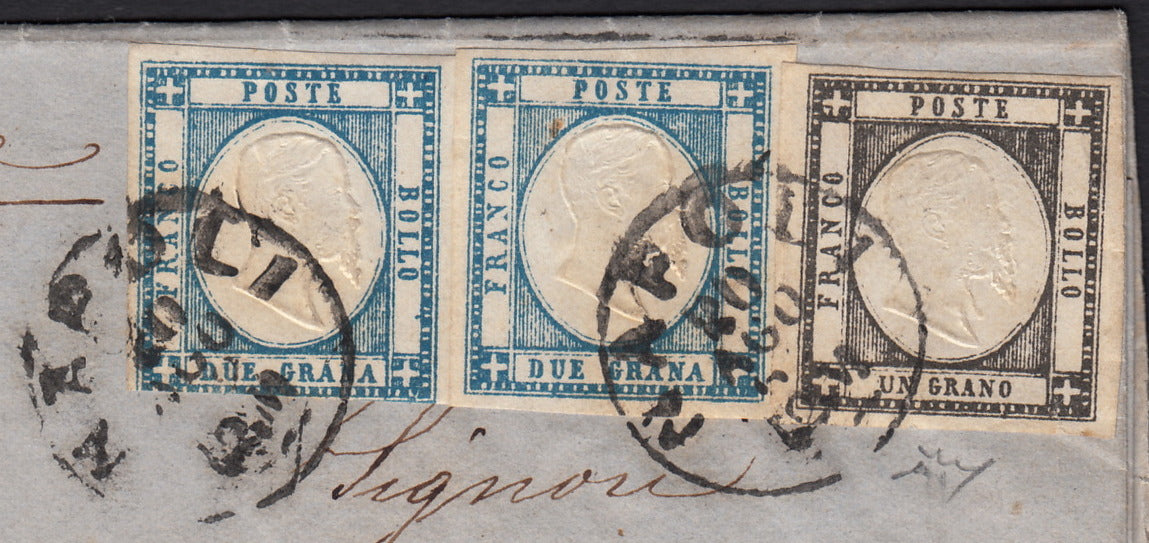 1861 - 1 black grain, copy with triple effigy, new with original rubber (19 AD). Cardillo certificate.