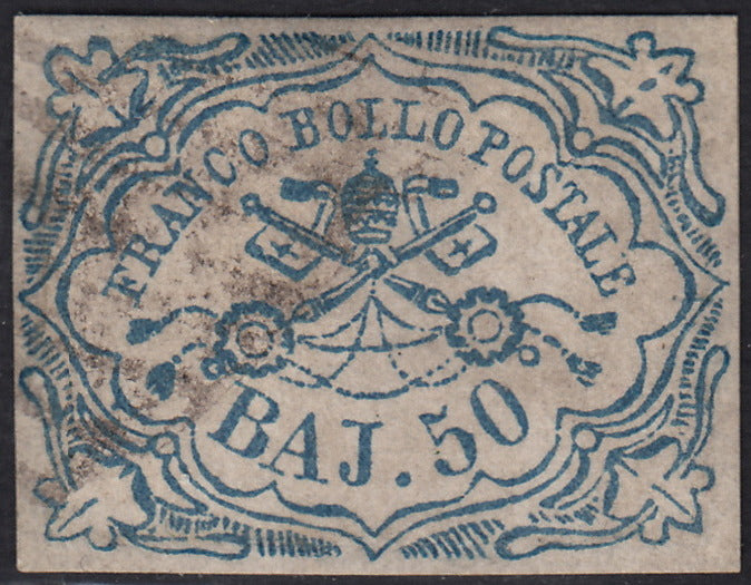 1852 - Papal State I issue 50 used blue baj (10)