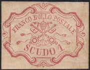 BA25_351 - 1852 - Stemma pontificio, 1 scudo carminio nuovo con gomma originale, (11).