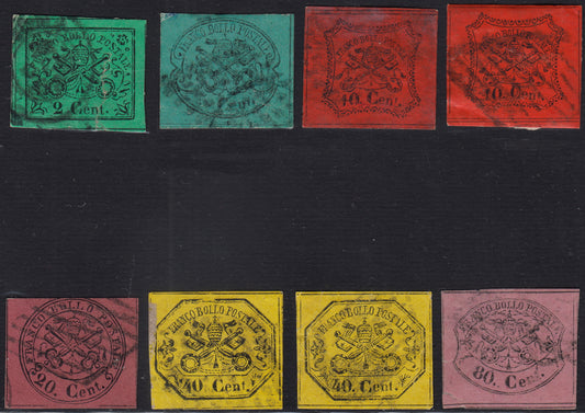 BA25_352 - 1867 - II emissione insieme di valori del periodo usati, bell'aspetto ma generalmente con difetti (13, 16, 17, 18, 19, 20).