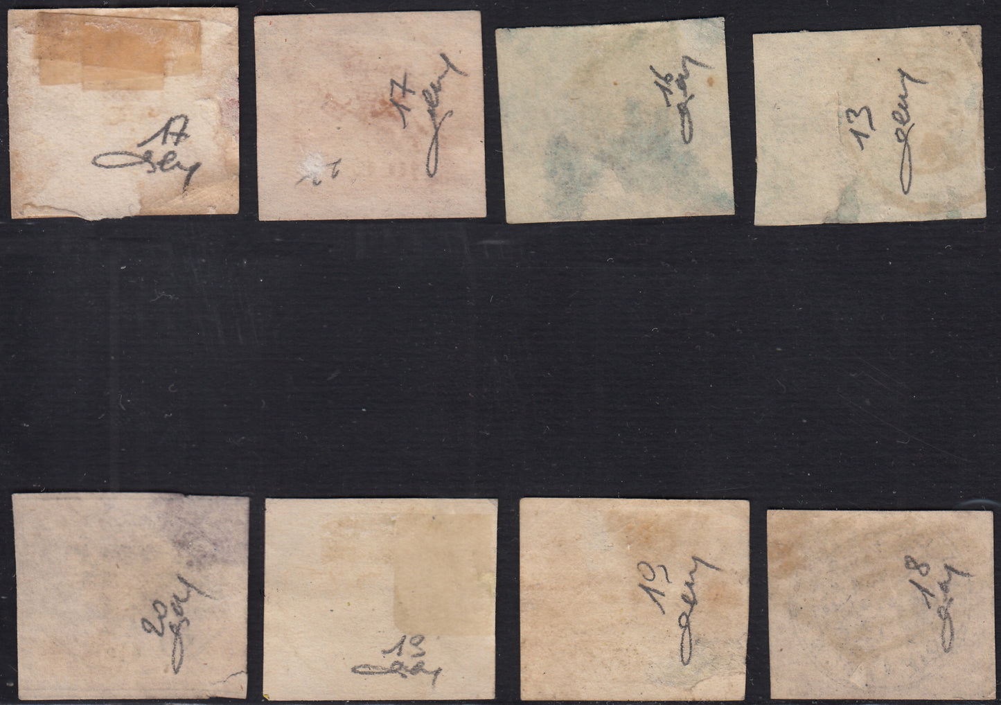 BA25_352 - 1867 - II emissione insieme di valori del periodo usati, bell'aspetto ma generalmente con difetti (13, 16, 17, 18, 19, 20).