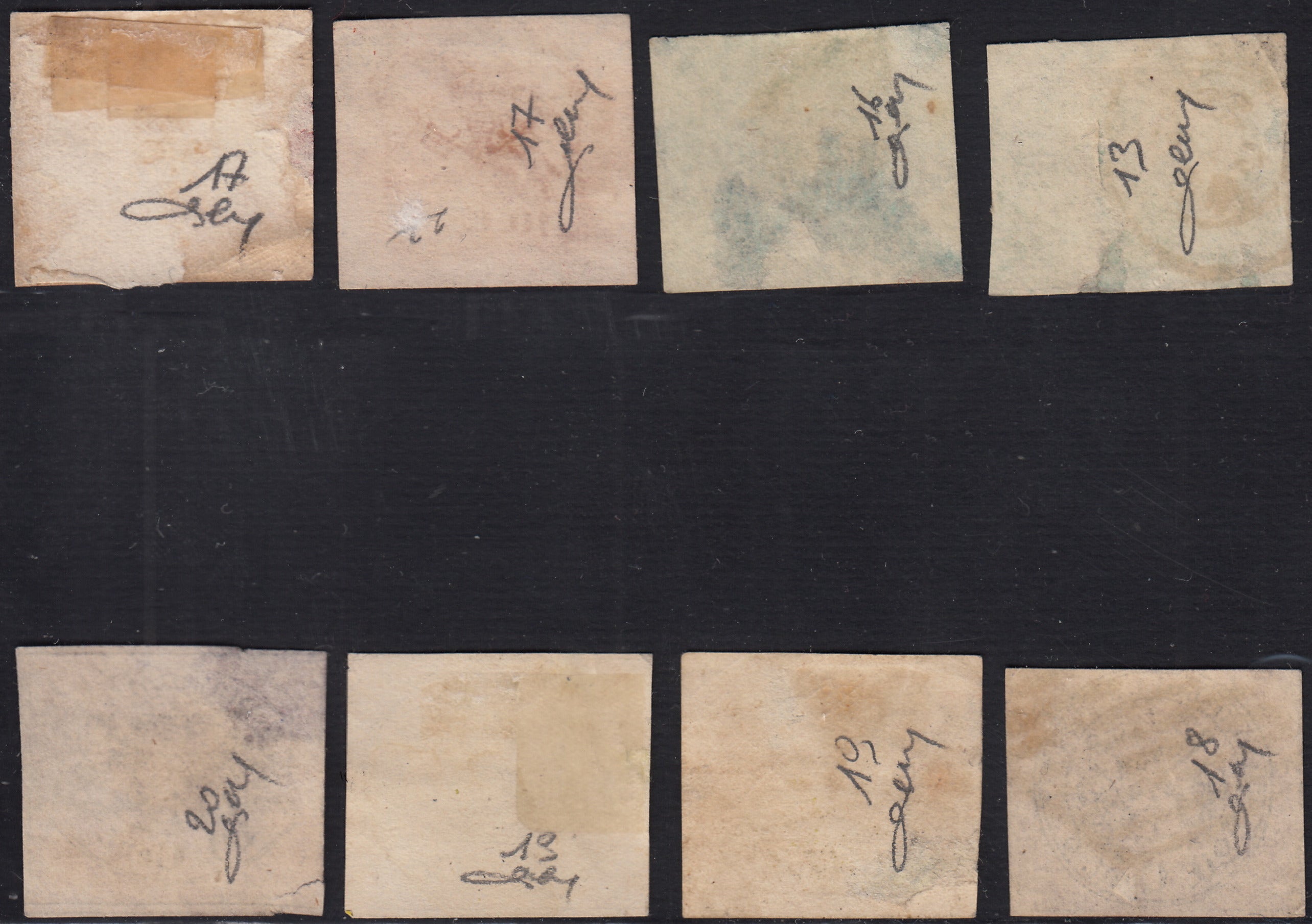 BA25_352 - 1867 - II emissione insieme di valori del periodo usati, bell'aspetto ma generalmente con difetti (13, 16, 17, 18, 19, 20).