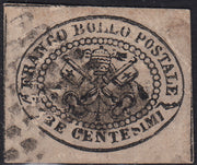 BA25_353 - 1867 - II emissione c. 3 grigio rosa usato con annullo originale, lievi difetti ma francobollo raro (14).