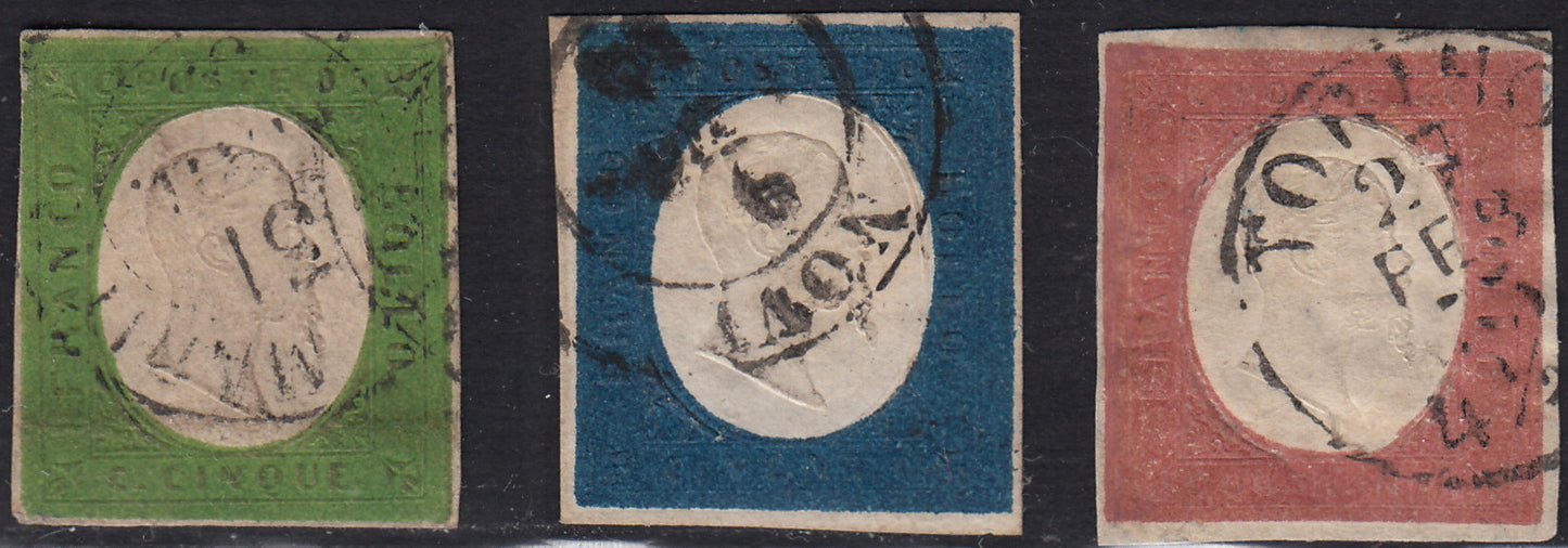 1860 - 1/2 dark blue tornese called "Croce di Savoia" used in the IL PAESE newspaper of 1/1/1861 (16b)