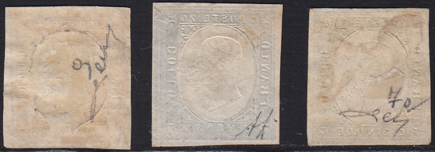 1860 - 1/2 dark blue tornese called "Croce di Savoia" used in the IL PAESE newspaper of 1/1/1861 (16b)